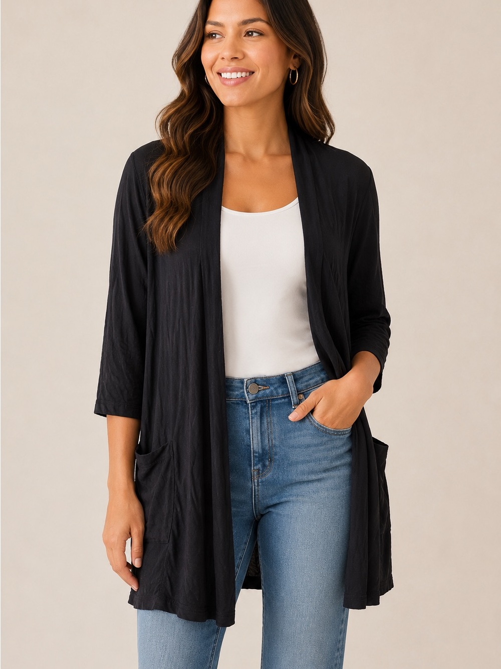 Amazon Women’s Black Open-Front Cardigan